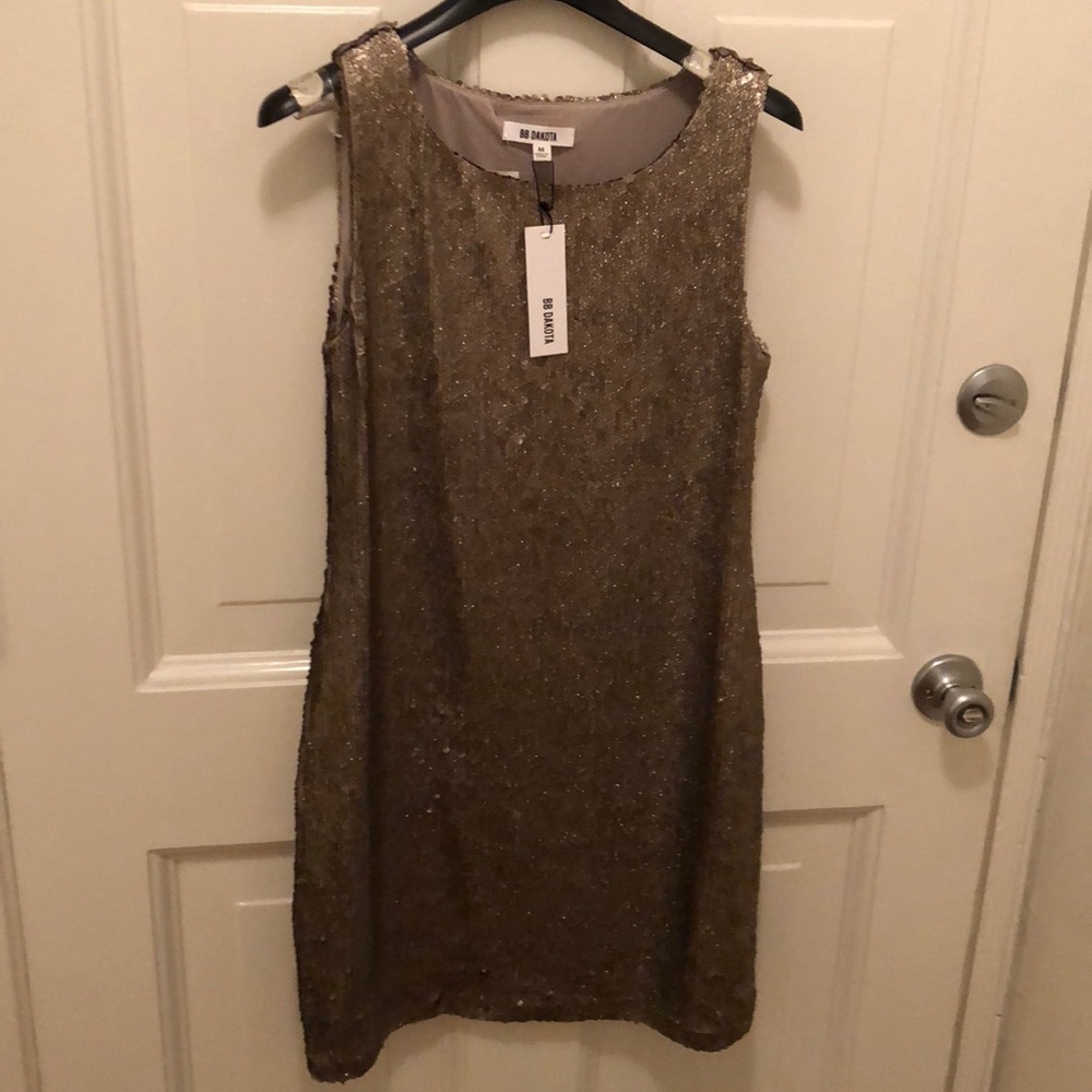 BB Dakota gold sequined disco mini dress medium new New Years